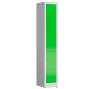 LÜLLMANN Schließfachschrank ClassiX gelbgrün, lichtgrau X-520515, 5 Schließfächer 31,0 x 50,0 x 180,0 cm