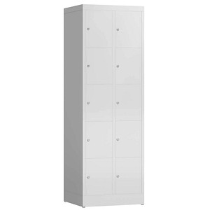 LÜLLMANN Schließfachschrank ClassiX lichtgrau X-520520, 10 Schließfächer 59,0 x 50,0 x 180,0 cm