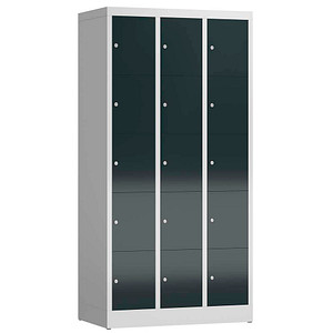 LÜLLMANN Schließfachschrank ClassiX anthrazit, lichtgrau X-520538, 15 Schließfächer 87,0 x 50,0 x 180,0 cm