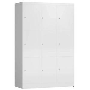 LÜLLMANN Schließfachschrank ClassiX signalweiß X-523337, 9 Schließfächer 118,5 x 50,0 x 180,0 cm