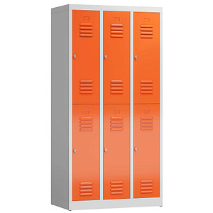 LÜLLMANN Spind ClassiX feuerrot, lichtgrau X-520234, 6 Schließfächer 87,0 x 50,0 x 180,0 cm