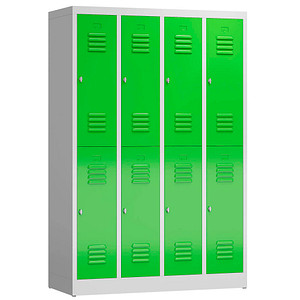 LÜLLMANN Spind ClassiX gelbgrün, lichtgrau X-520245, 8 Schließfächer 118,5 x 50,0 x 180,0 cm