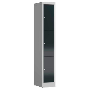 LÜLLMANN Schließfachschrank ClassiX anthrazit, lichtgrau X-520318, 3 Schließfächer 31,0 x 50,0 x 180,0 cm