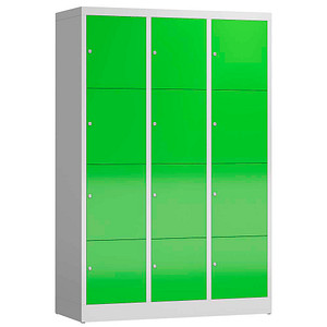 LÜLLMANN Schließfachschrank ClassiX gelbgrün, lichtgrau X-523435, 12 Schließfächer 118,5 x 50,0 x 180,0 cm