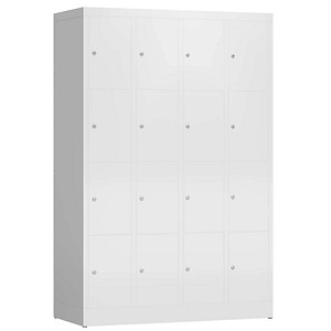 LÜLLMANN Schließfachschrank ClassiX signalweiß X-520447, 16 Schließfächer 118,5 x 50,0 x 180,0 cm