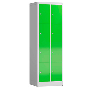 LÜLLMANN Schließfachschrank ClassiX gelbgrün, lichtgrau X-520425, 8 Schließfächer 59,0 x 50,0 x 180,0 cm