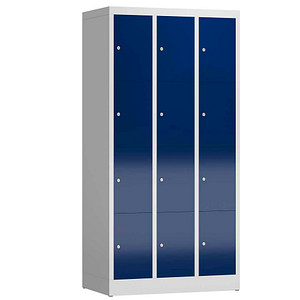 LÜLLMANN Schließfachschrank ClassiX enzianblau, lichtgrau X-520431, 12 Schließfächer 87,0 x 50,0 x 180,0 cm