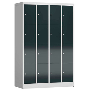 LÜLLMANN Schließfachschrank ClassiX anthrazit, lichtgrau X-520448, 16 Schließfächer 118,5 x 50,0 x 180,0 cm