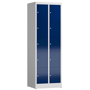 LÜLLMANN Schließfachschrank ClassiX enzianblau, lichtgrau X-520521, 10 Schließfächer 59,0 x 50,0 x 180,0 cm