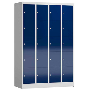 LÜLLMANN Schließfachschrank ClassiX enzianblau, lichtgrau X-520541, 20 Schließfächer 118,5 x 50,0 x 180,0 cm