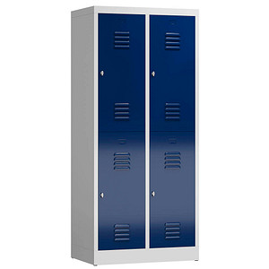 LÜLLMANN Spind ClassiX enzianblau, lichtgrau X-523221, 4 Schließfächer 80,0 x 50,0 x 180,0 cm