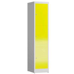 LÜLLMANN Schließfachschrank ClassiX lichtgrau, zinkgelb X-523316, 3 Schließfächer 41,5 x 50,0 x 180,0 cm