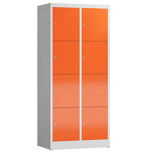 LÜLLMANN Schließfachschrank ClassiX feuerrot, lichtgrau X-523424, 8 Schließfächer 80,0 x 50,0 x 180,0 cm