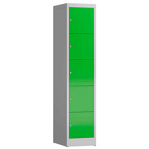LÜLLMANN Schließfachschrank ClassiX gelbgrün, lichtgrau X-523515, 5 Schließfächer 41,5 x 50,0 x 180,0 cm