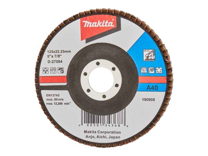 MAKITA Fächerschleifscheibe 125 mm A40 D-27084 Durchmesser 125 mm Körnung 40 (D