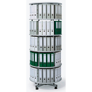 Ordnerdrehsäule hellgrau bis zu 216 Ordner, Komplett drehbar, H: 239,0 cm