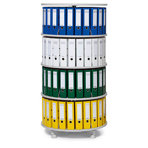 Ordnerdrehsäule hellgrau bis zu 96 Ordner, Etagen einzeln drehbar, H: 157,0 cm