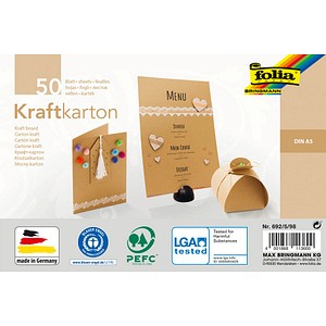 folia Kraftkarton, 230 g/qm, DIN A5, 50 Blatt