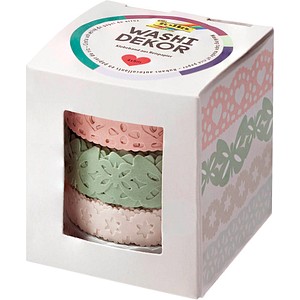 folia Deko-Bordüre Washi-Dekor "Pastell", 4er Set