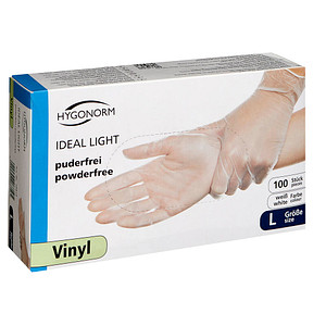HYGONORM Vinyl-Handschuh "IDEAL LIGHT", L, weiß, puderfrei