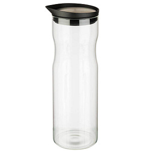 APS Glaskaraffe mit Deckel, 1,0 Liter, Glas/Edelstahl