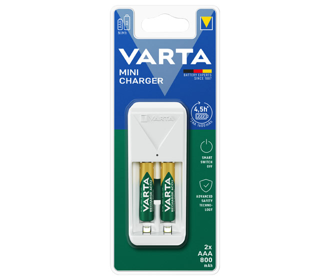 VARTA Ladegerät Mini Charger, weiß, bestückt AAA