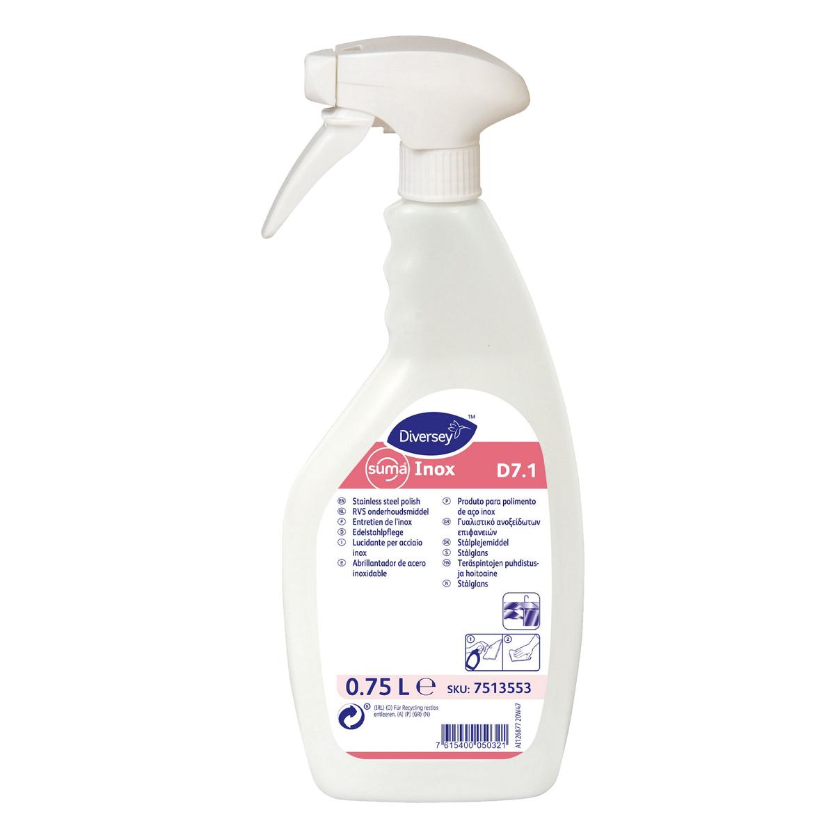 Suma Inox D7.1 | 750 ml Edelstahlpflege, Pflegeprodukt für Chromstahlflächen (Emulsion)