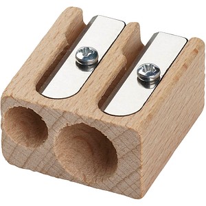 M+R Doppel-Spitzer, aus Holz, Blockform