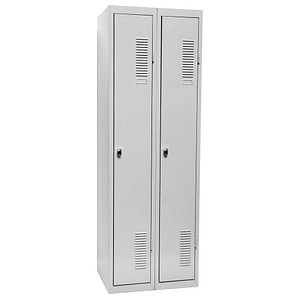 SZ Metall Spind lichtgrau 51324, 2 Schließfächer 60,0 x 50,0 x 180,0 cm