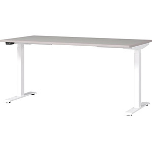 GERMANIA JET höhenverstellbarer Schreibtisch kaschmir rechteckig, T-Fuß-Gestell weiß 160,0 x 80,0 cm