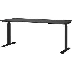 GERMANIA JET höhenverstellbarer Schreibtisch grafit rechteckig, T-Fuß-Gestell schwarz 180,0 x 80,0 cm