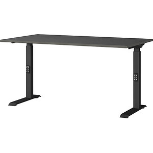GERMANIA DOWNEY höhenverstellbarer Schreibtisch grafit rechteckig, C-Fuß-Gestell schwarz 140,0 x 80,0 cm