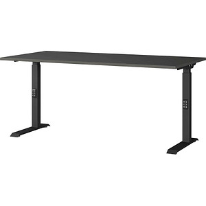 GERMANIA DOWNEY höhenverstellbarer Schreibtisch grafit rechteckig, C-Fuß-Gestell schwarz 160,0 x 80,0 cm