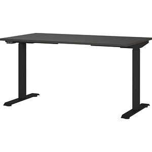 GERMANIA JET höhenverstellbarer Schreibtisch grafit rechteckig, T-Fuß-Gestell schwarz 140,0 x 80,0 cm