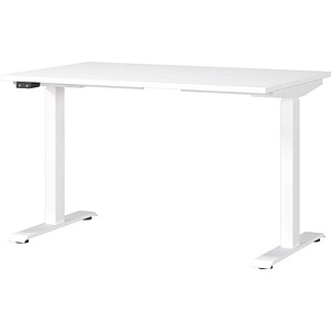 GERMANIA JET höhenverstellbarer Schreibtisch weiß rechteckig, T-Fuß-Gestell weiß 120,0 x 80,0 cm