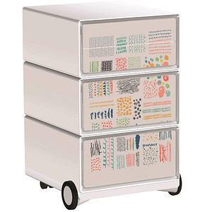 PAPERFLOW easyOffice Colour Rollcontainer weiß, bunt 4 Auszüge 39,0 x 43,6 x 64,2 cm