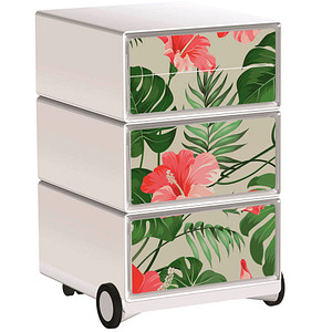PAPERFLOW easyOffice Tropical Rollcontainer weiß, bunt 4 Auszüge 39,0 x 43,6 x 64,2 cm