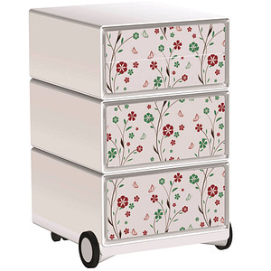 PAPERFLOW easyOffice Garden Factory Rollcontainer weiß, bunt 4 Auszüge 39,0 x 43,6 x 64,2 cm