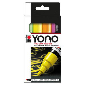 Marabu Acrylmarker "YONO", 1,5 - 3,0 mm, 4er Set NEON