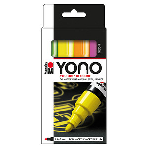 Marabu Acrylmarker "YONO", 1,5 - 3,0 mm, 4er Set NEON