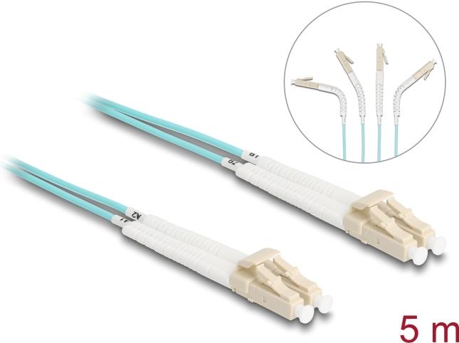 DELOCK LWL Kabel LC Duplex zu LC Duplex Multimode OM3 winkelbar 5 m