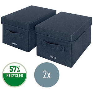 LEITZ Ablagebox aus Stoff, Größe S, 2er Set, samtgrau