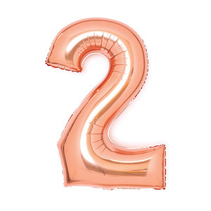 amscan® Folienballon Medium, Zahl 2 rosé, 1 St.