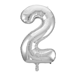 Idena Folienballon Zahl 2 silber, 1 St.