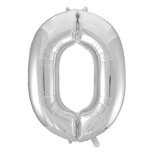 Idena Folienballon Zahl 0 silber, 1 St.
