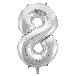 Idena Folienballon Zahl 8 silber, 1 St.
