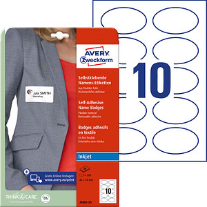 AVERY ZWECKFORM 200 Namensetiketten J4882-20 weiß 85,0 x 50,0 mm (J4882-20)