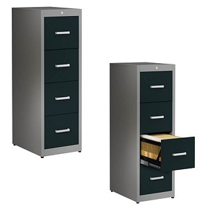mauser client entry Hängeregistraturschrank alu, anthrazitgrau mit 4 Schubladen 43,4 x 60,0 x 135,0 cm