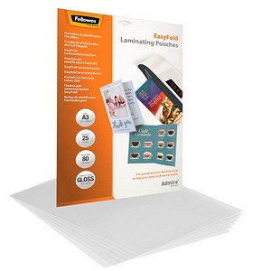 25 Fellowes Admire Easy Fold Laminierfolien glänzend für A3