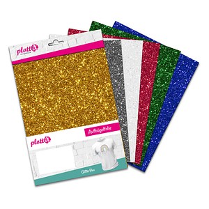 plottiX GlitterFlex Aufbügelfolie 6 St. farbsortiert (glitzer) Effekt-Folie 20,0 x 30,0 cm,  6 St.